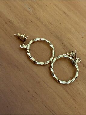 Gold Twisted Hoop Drop Earrings - Women Jewelry
